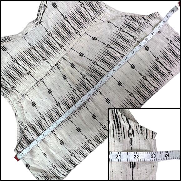 Cynthia Rowley Woman Boho Sleeveless Blouse Top Plus Size 1X White Black Brown - Picture 9 of 11